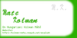 mate kolman business card